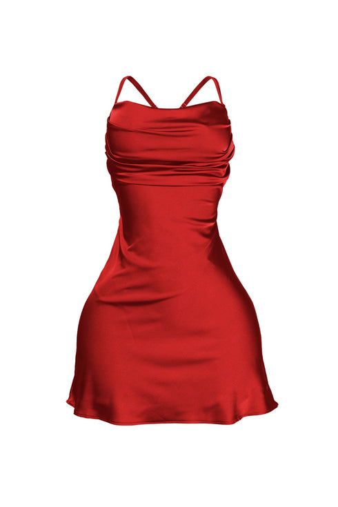 Miranda Satin Cowl Neck Mini Dress